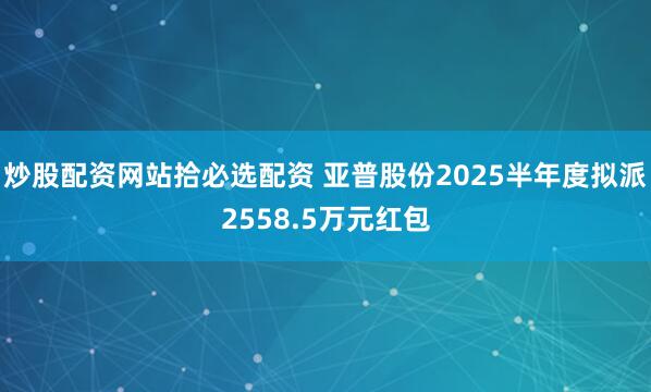 炒股配资网站拾必选配资 亚普股份2025半年度拟派2558.5万元红包