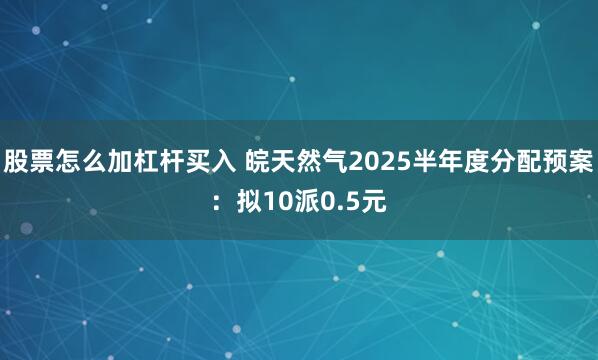 股票怎么加杠杆买入 皖天然气2025半年度分配预案：拟10派0.5元